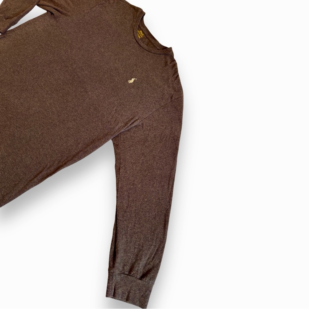 POLO RALPH LAUREN Men’s Heather Brown Custom Fit Long Sleeve Tee T-Shirt - Picture 2 of 16